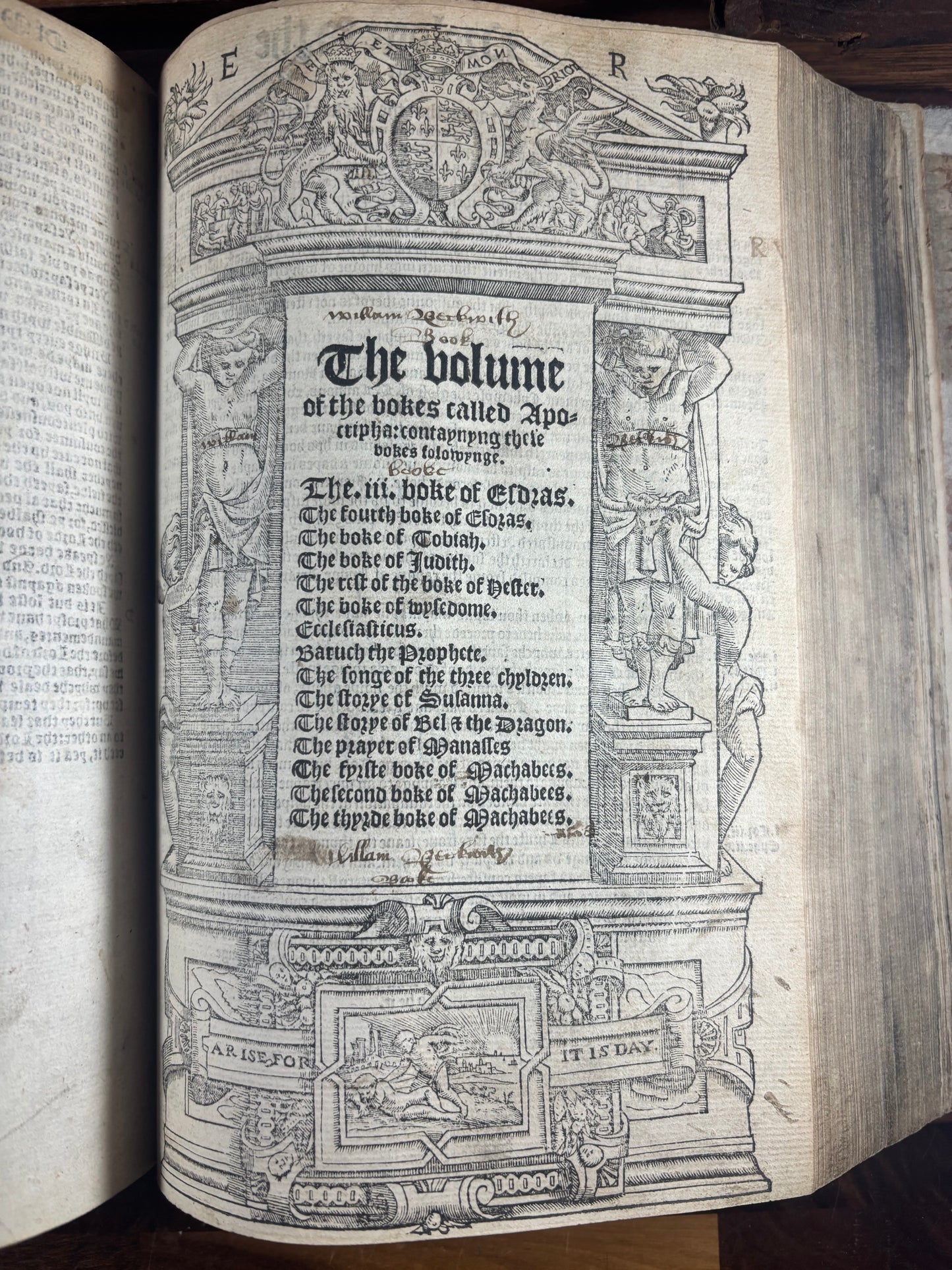 Tyndale Bible 1551 Small Folio OT, Apocrypha, NT Wood Cut Engravings, Middle Tudor