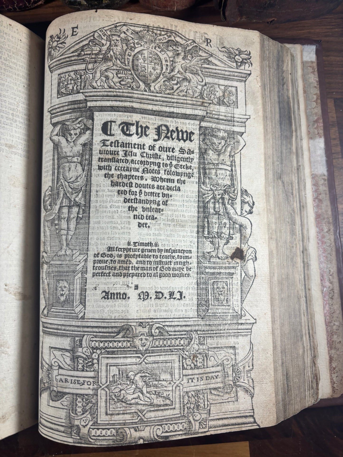 Tyndale Bible 1551 Small Folio OT, Apocrypha, NT Wood Cut Engravings, Middle Tudor